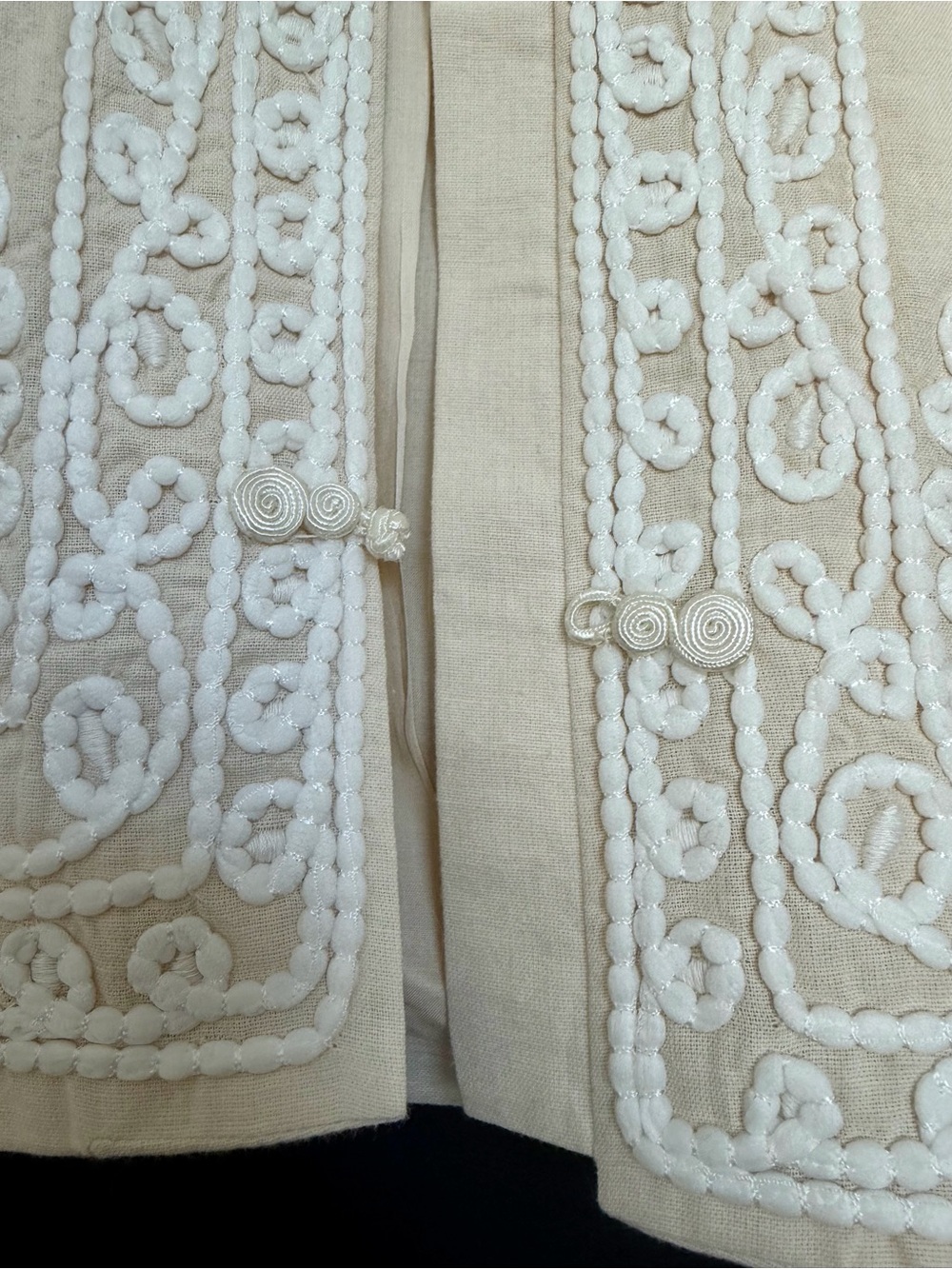 NWT Julia Amory Embroidered Linen Mandarin Jacket, Size Medium - Picture 5 of 10